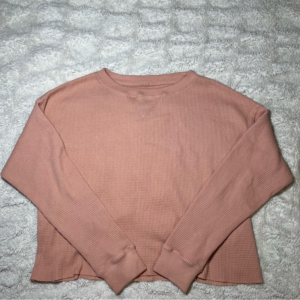 NWOT Abercrombie Waffle Knit Style Long Sleeve Light Coral